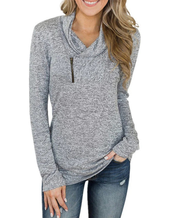 Topp Ensfarget Pullover Glidelås Tettsittende