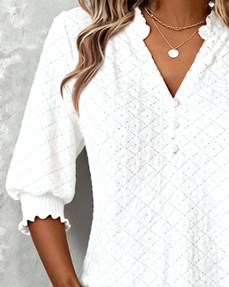 Topp V-Hals Argyle Kortermet