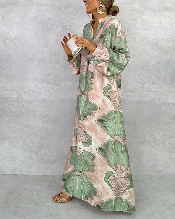 Kjole Med Elegant Stil Og Bladtrykk