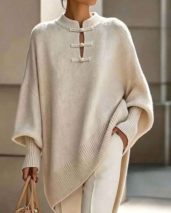 Pullover Mandarin Knute Knapp Loose Fit Cape