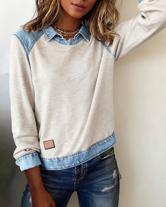 Bluse moteriktig jakkeslag langermet