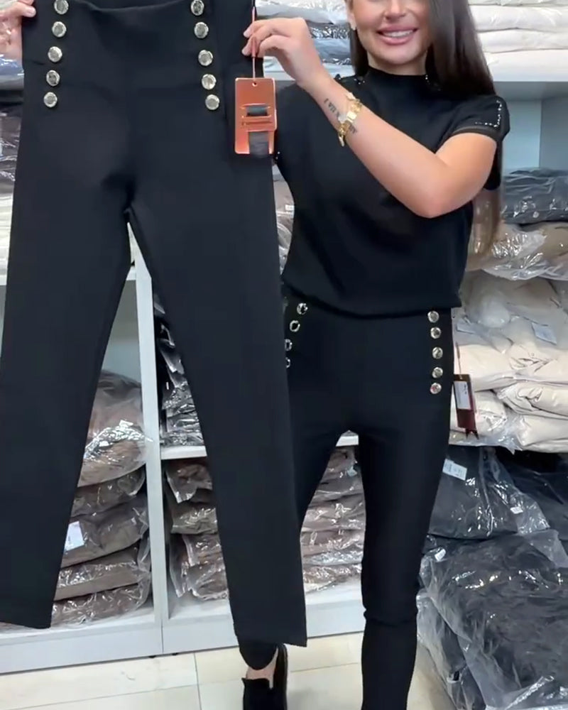 Stilfulle Bukser Med Knapp-Gjennom Og Stretch