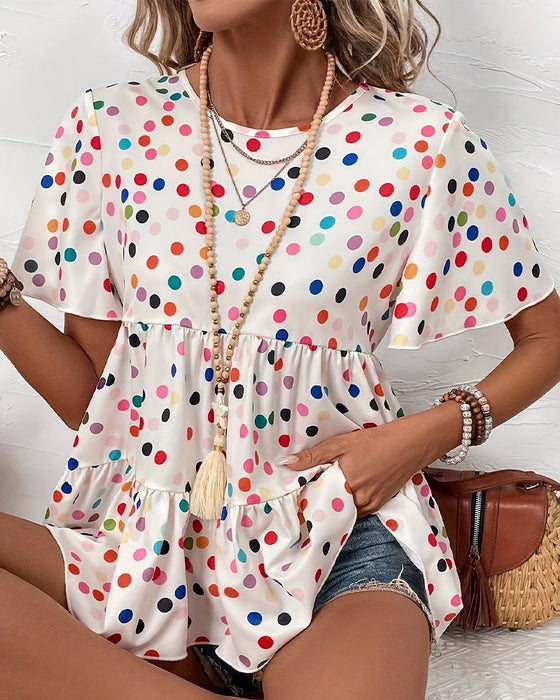 Bluse Fargerik Polka Dot Babydoll