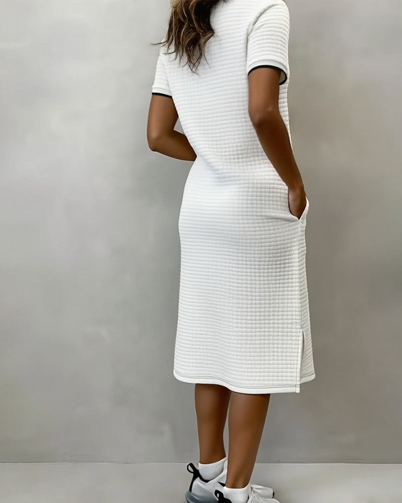 Kjole Rute Ståkrage Kort Erm