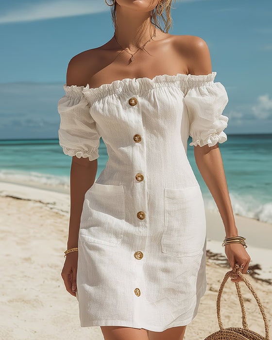 Kjole Off-Shoulder Chic Puff Erme