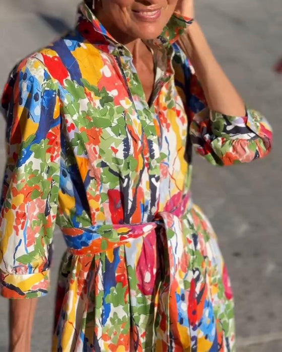 Klesnippemote Halvlengde Erme Trykt Swing