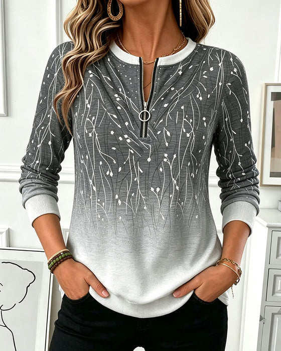 Sweatshirt Rundhalset Glidelås Ombre