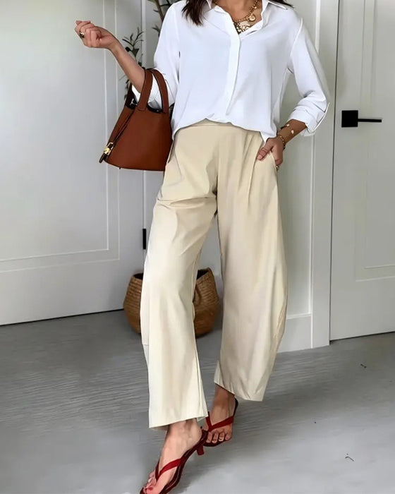 Pants Solid Farge Hengende Lomme Korte