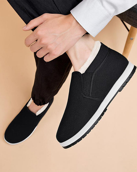 Herresko I Bomull Med Supervarm Foring Av Kunstpels Og Sklisikker Såle.