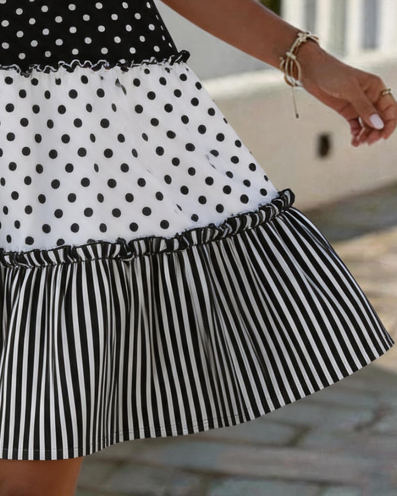 Kjole Prikket Stripe Lagdelt Spagetti
