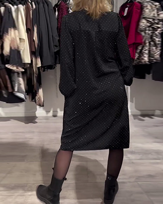 Kjole Med Lanterneermer Med Diamanttrykk