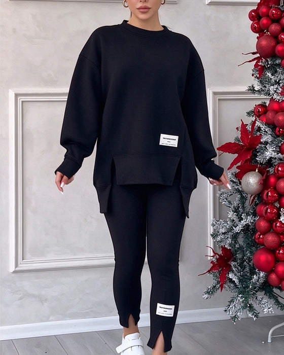 Sett Trykt Sweatshirt Og Joggebukser