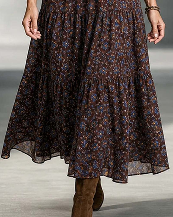 Kjole Skjortekrage Patchwork