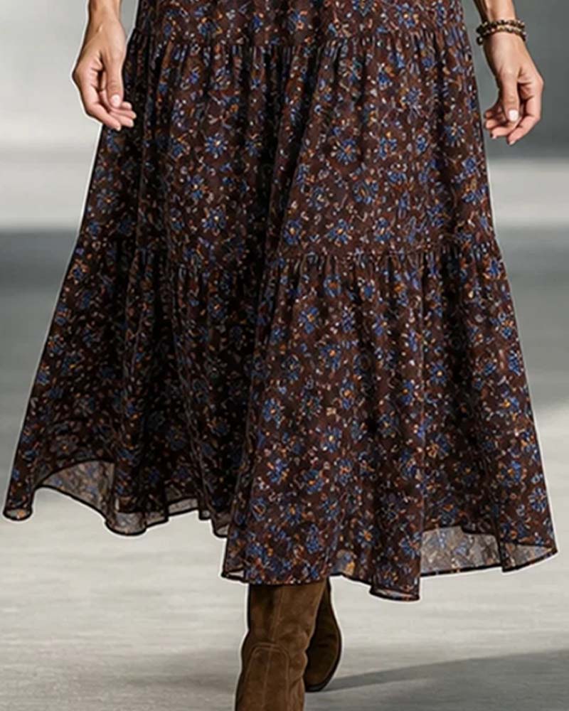 Kjole Skjortekrage Patchwork