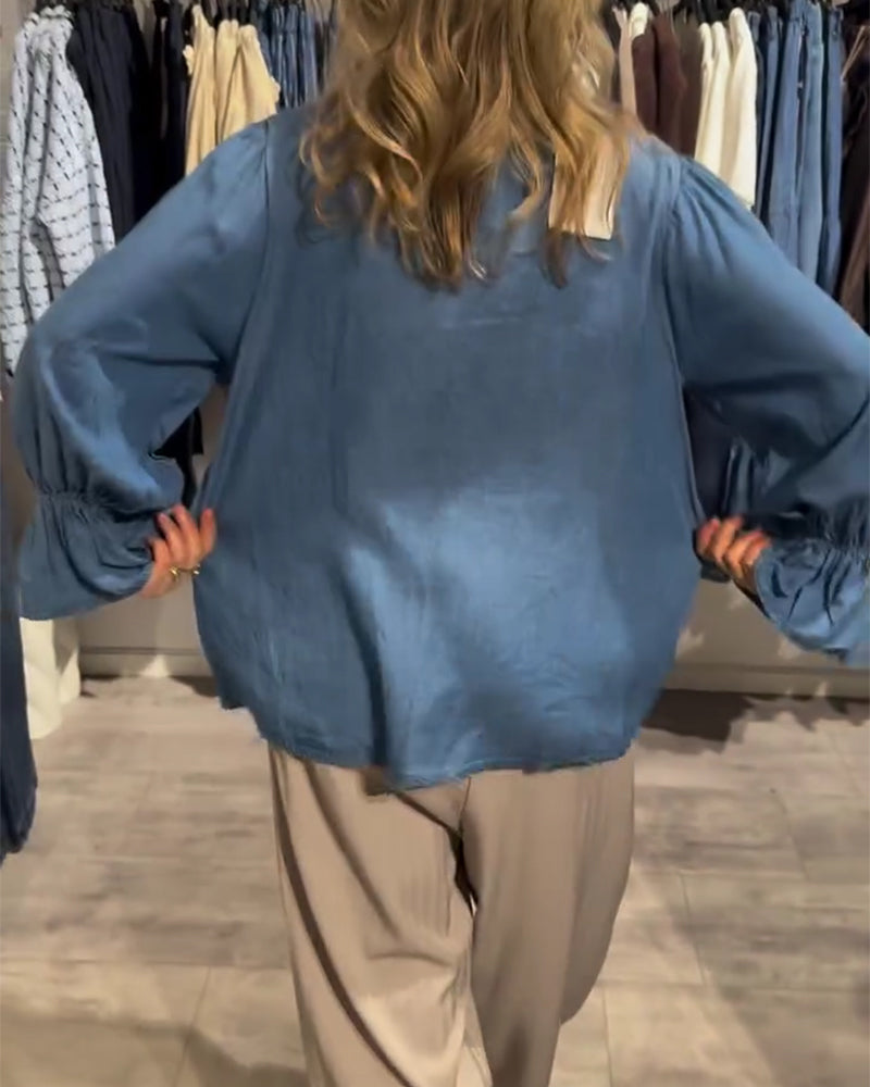 Bluse Rysj Kant Knyte Denim