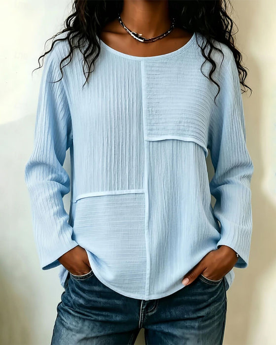 Bluse Langermet Lappverk Rund-Hals