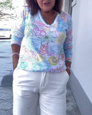 Genser V-Hals Mønstret Mote