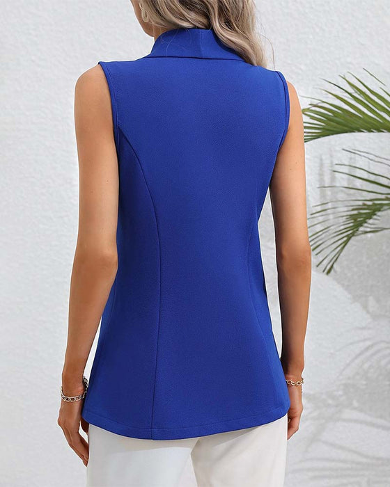 Enkelt Knapper Uten Ermer Kardigan Jakke