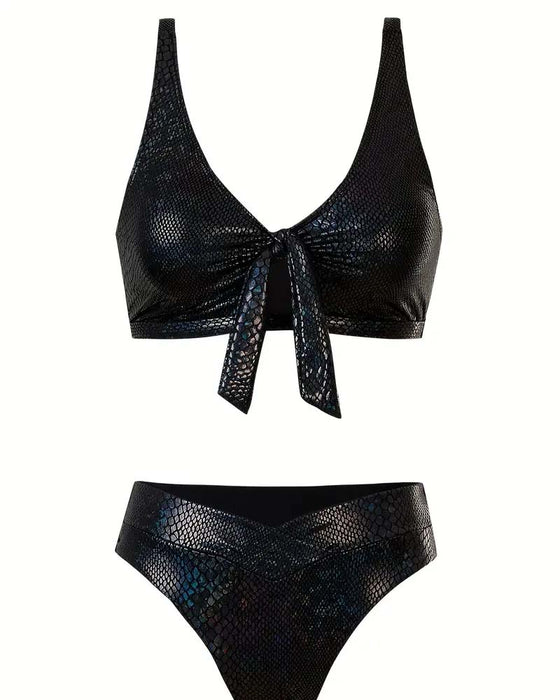 Bikini Slangeskrift Brystknute Høyt Liv Triangel