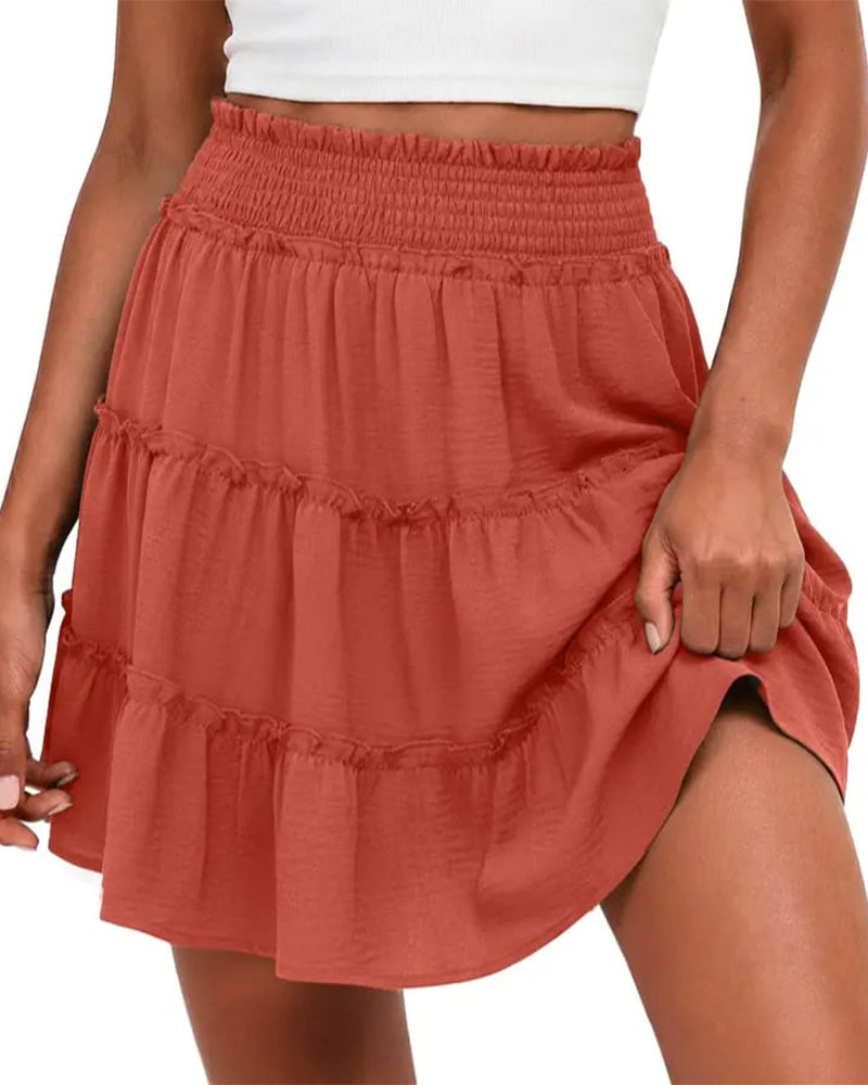 Nederdel Elastisk Midje Med Innebygde Shorts