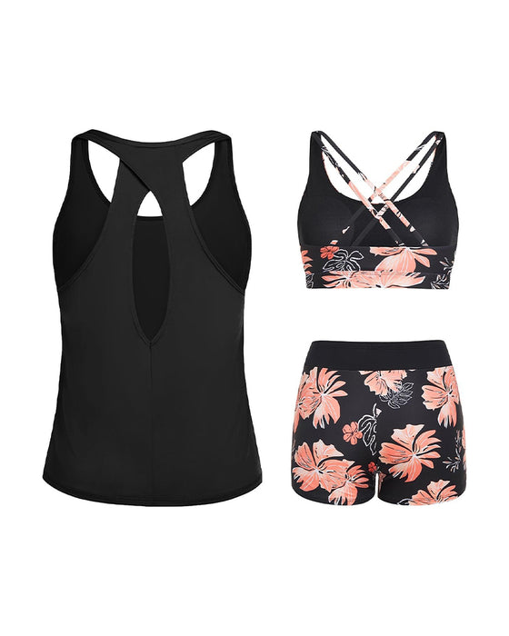 Tankini Blomstrende Trykk Tredelt