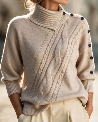 Genser Diagonal Flette Turtleneck Knapp