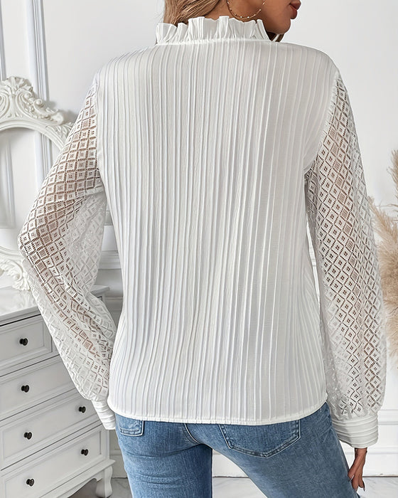 Bluse Stilig V-Hals Uthuling Ruffle