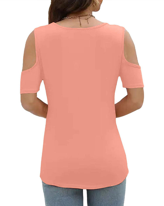 T-Skjorte Ringdetalj Cold Shoulder Avslappnet