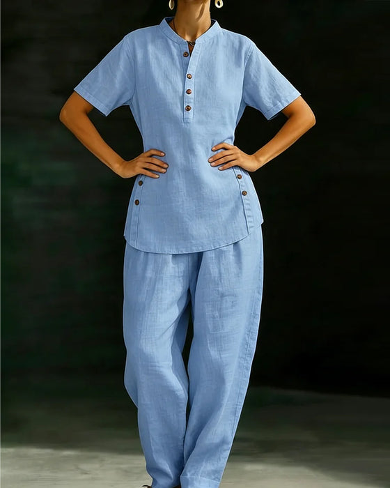 Sett Bomull Lin Knapp