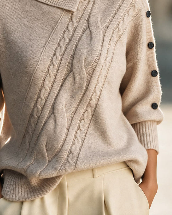 Genser Diagonal Flette Turtleneck Knapp