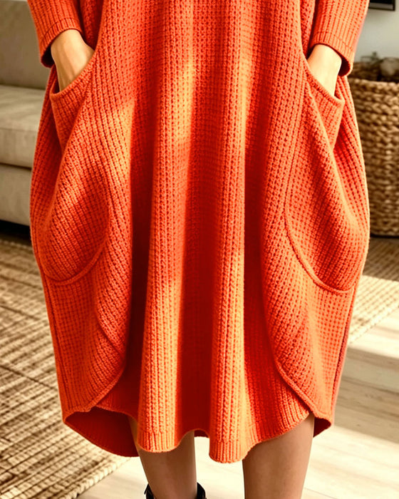 Sweater Dress Stilig Lang Erme Lomme