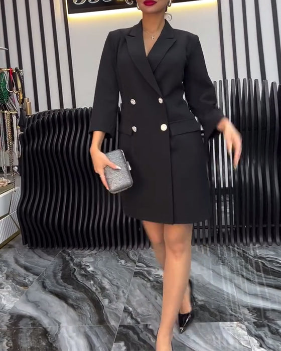 Krage Slips Kjole Dobbelkneppet Dress