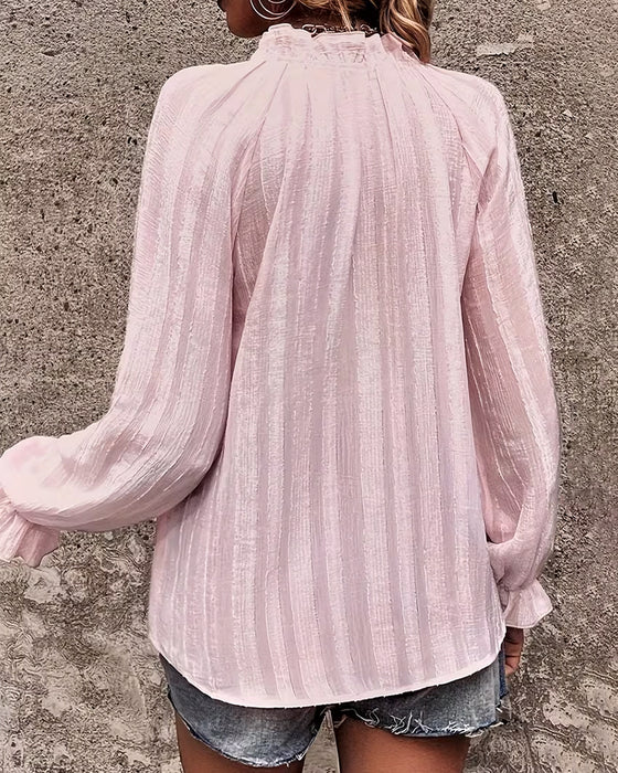 Bluse Plissert Ståkrage Rysjet