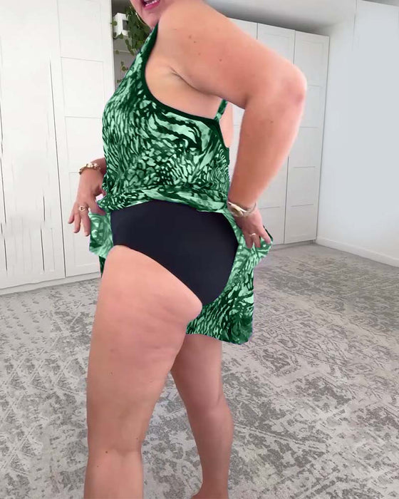 Badedrakt V-hals Fargerikt Trykk Éndelt