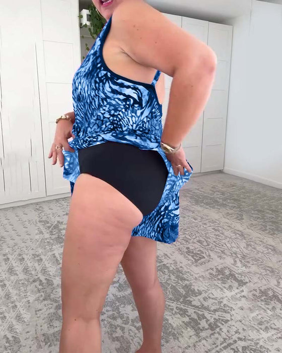 Badedrakt V-hals Fargerikt Trykk Éndelt