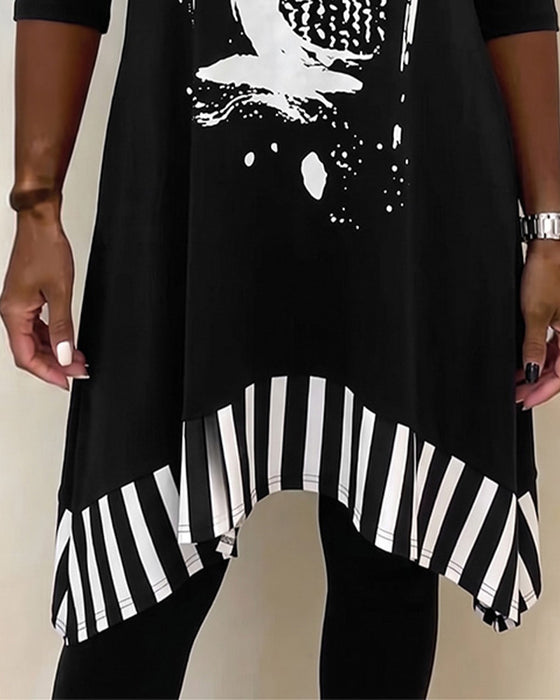 Kjole Off-Shoulder Uregelmessig Løs Print