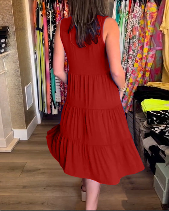 Kjole med plissert passform og ermeløs