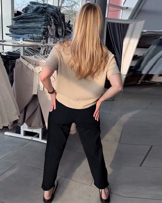 Bukser Ensfarget Casual Rett