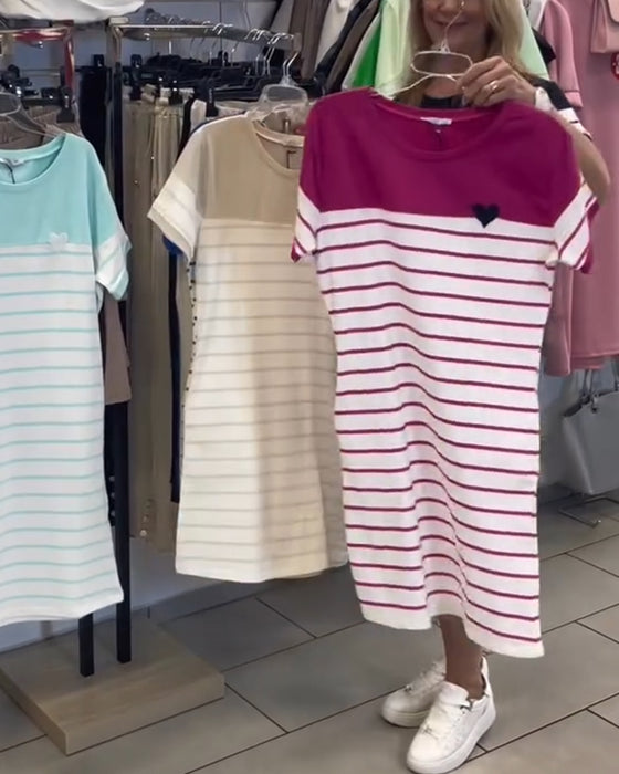 Kjole Rundhals Casual Stripet