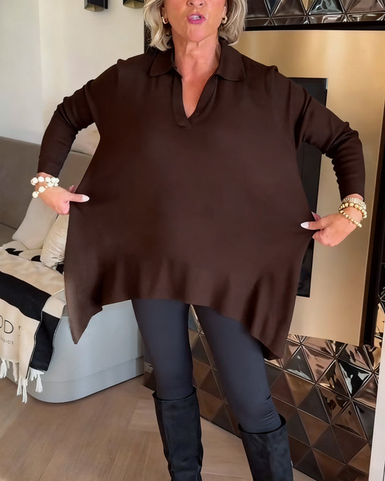 Uregelmessig Krage Langermet Topp