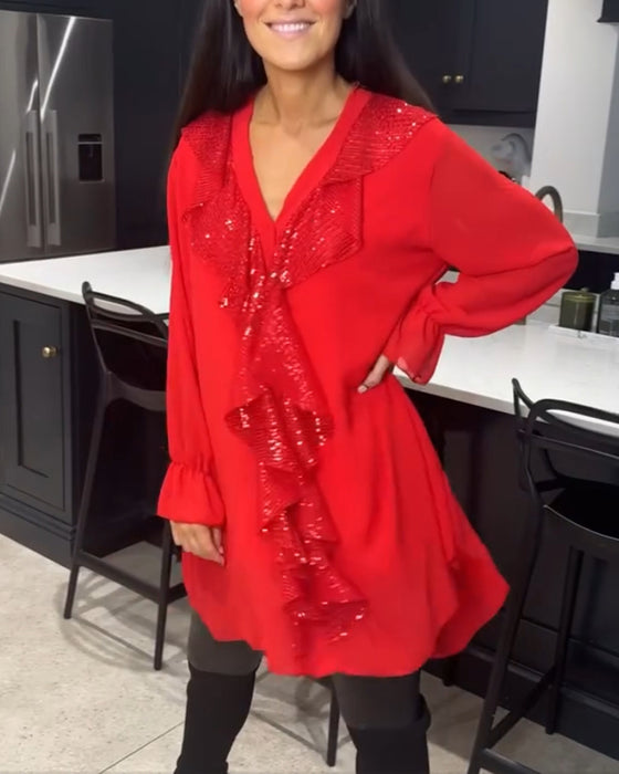 Bluse med volanger og elegant stil