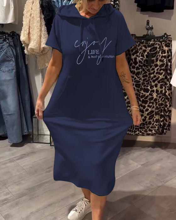 Kjole Med Hette Casual Snøring