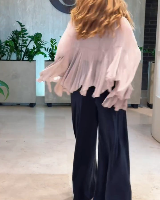 Bluse Med Elegant Ensfarget Stil