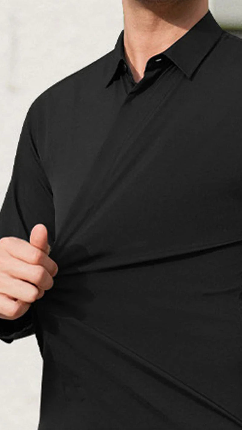 Herres Langermet Skjorte I Ensfarget Design