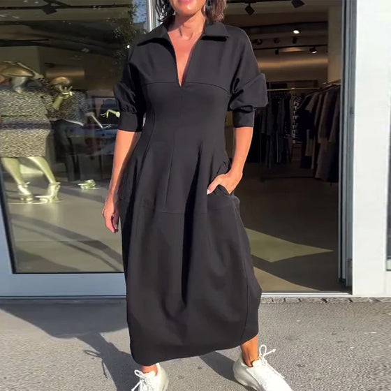 Ensfarget uformell kjole med jakkeslag