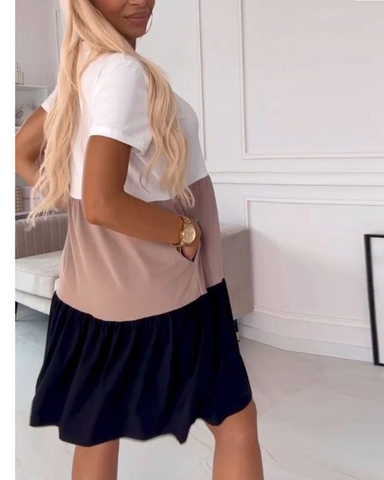 Colorblock kortermet fritidskjole