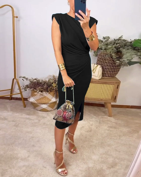 Ensfarget kjole uten erme