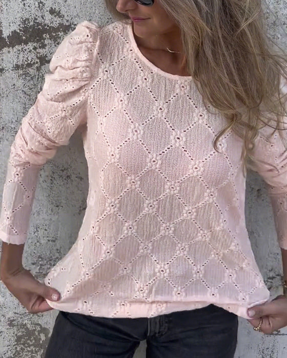 Bluse Med Puffermer Og Cutout