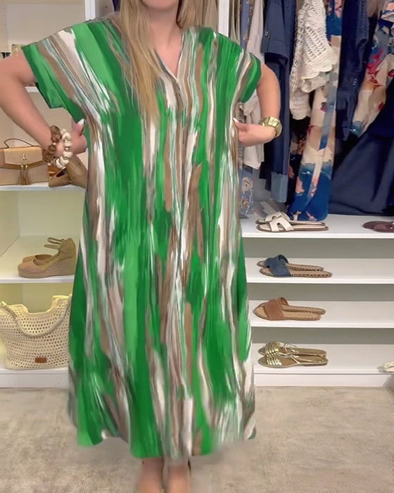 Kjole med avslappet løs v-hals