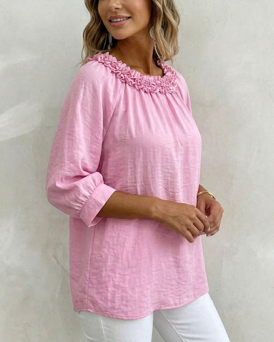 Bluse Kortermet Blomstert Løs